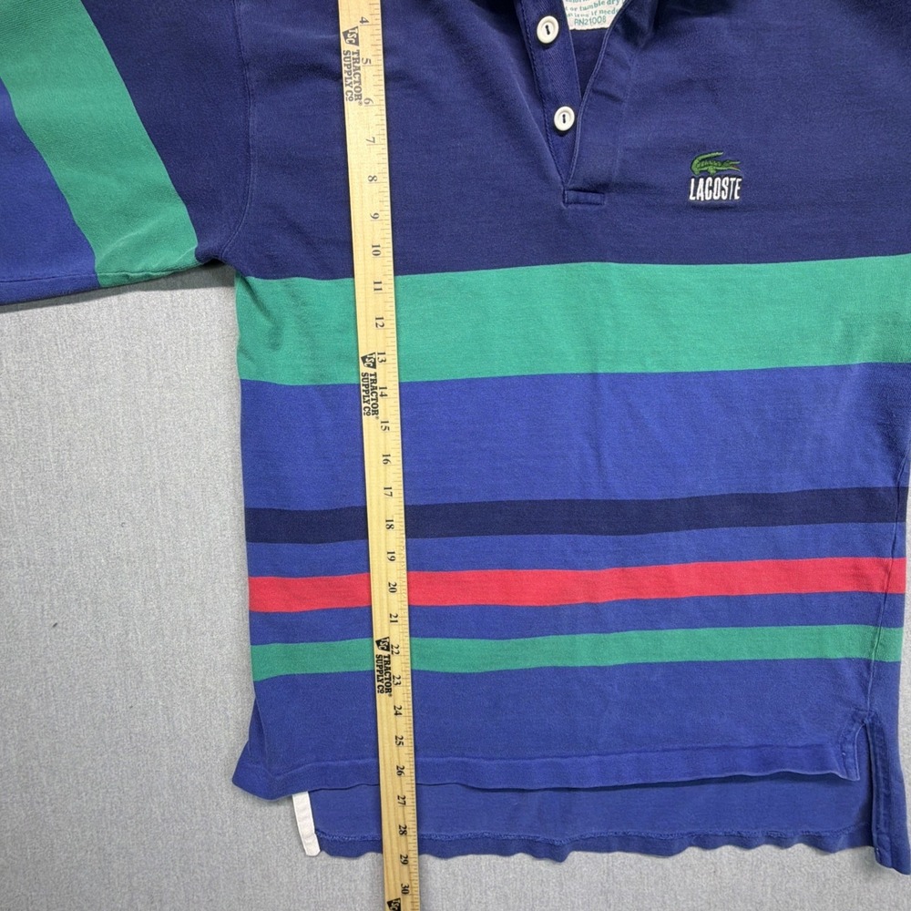 Vintage Izod Lacoste Polo Shirt Men L Navy Blue Cotton Rugby Crocodile Pullover - Picture 5 of 7